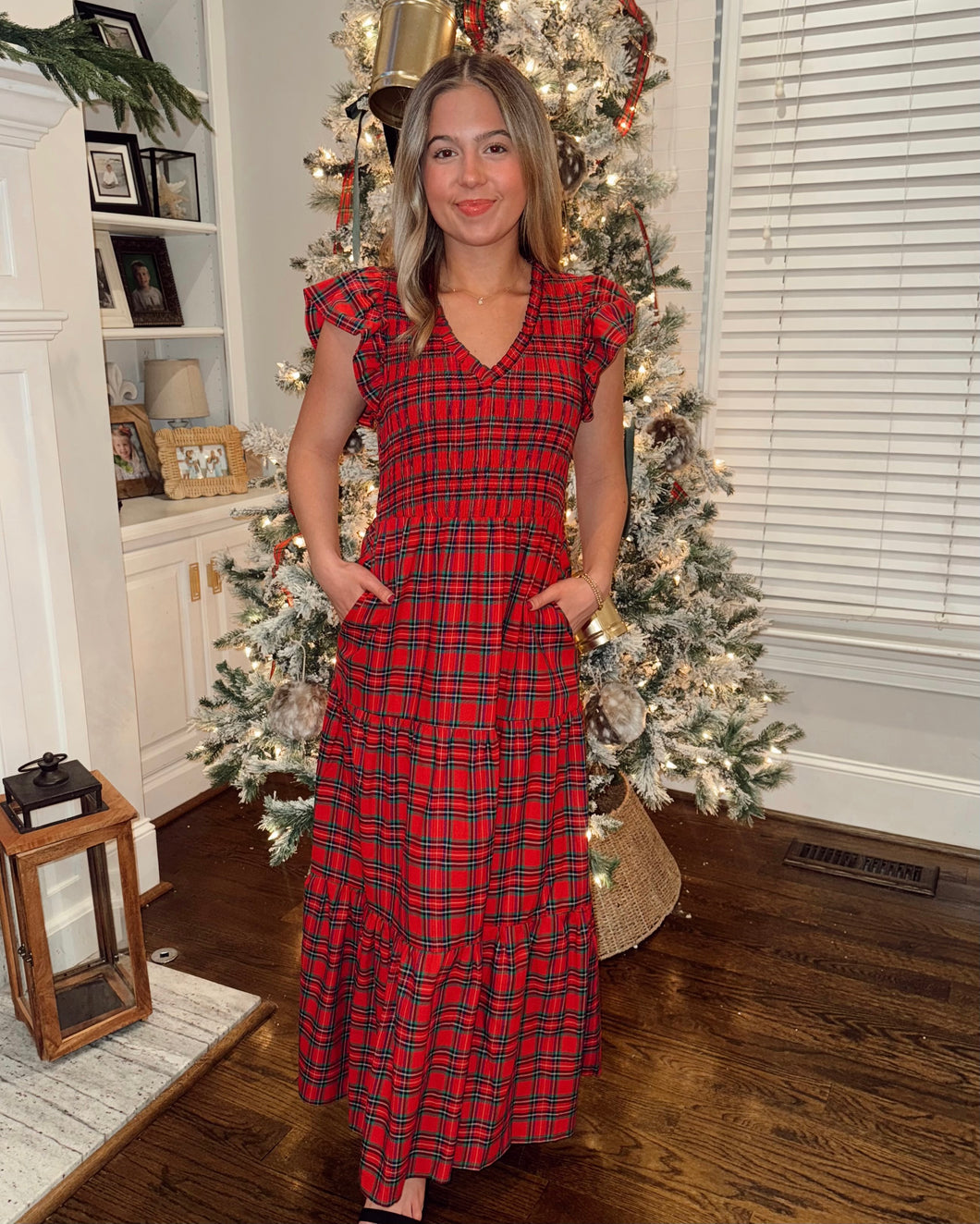 The Christmas Cheer Plaid Maxi Dress