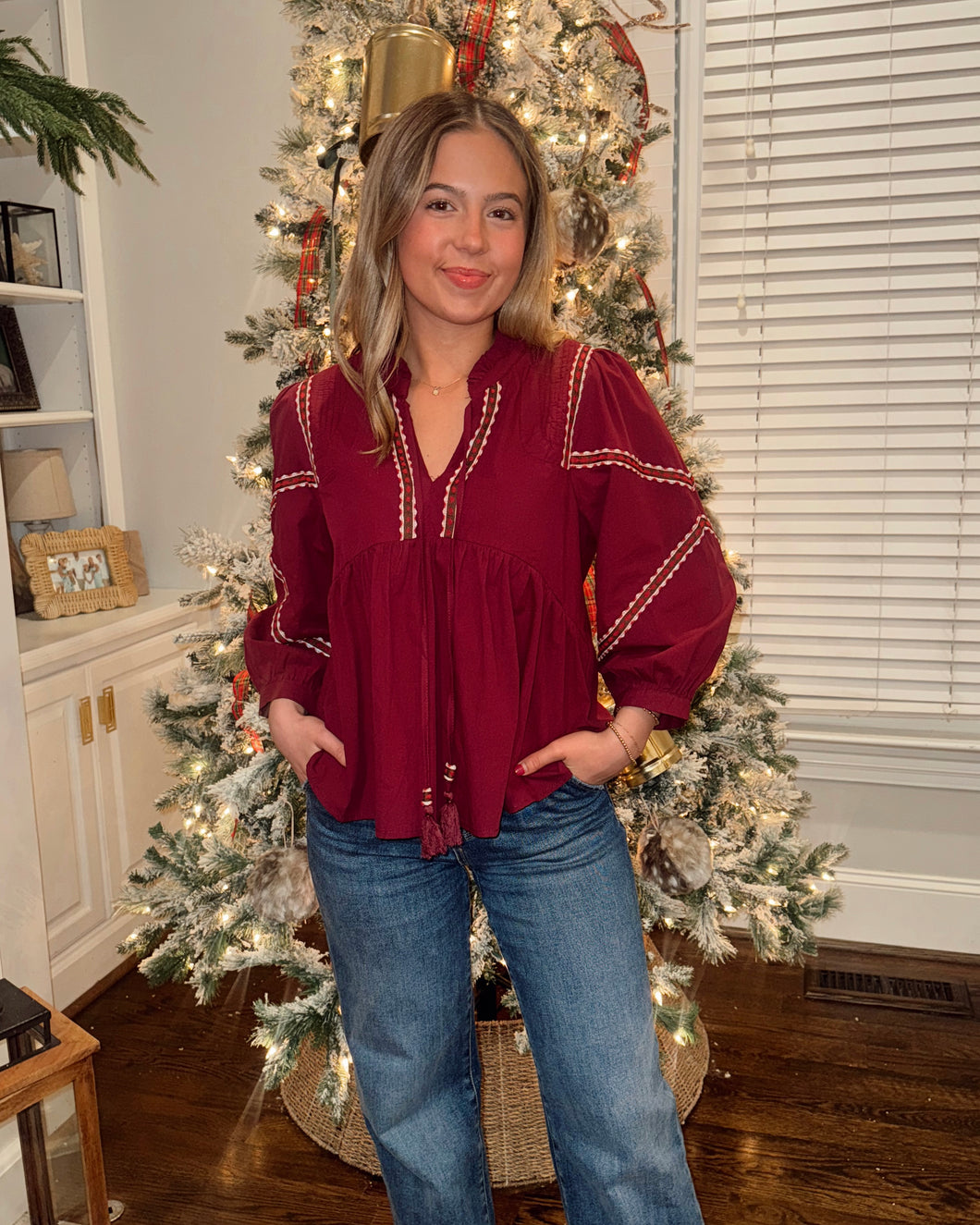 Holly Berry Boho Blouse