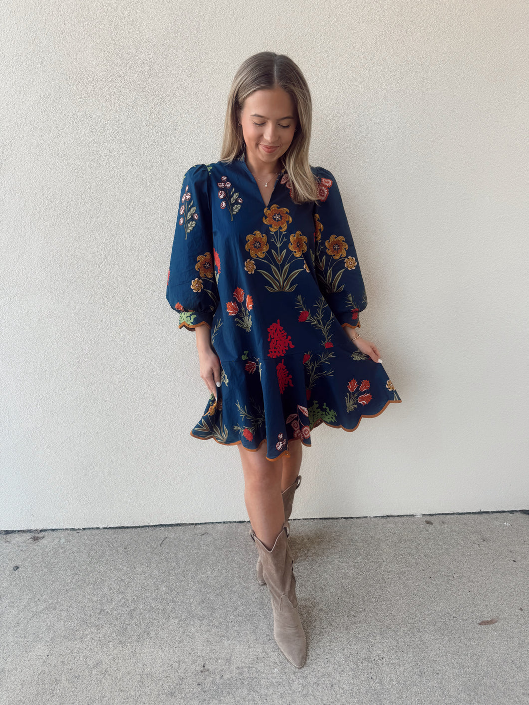 Autumn Charm Floral Dress