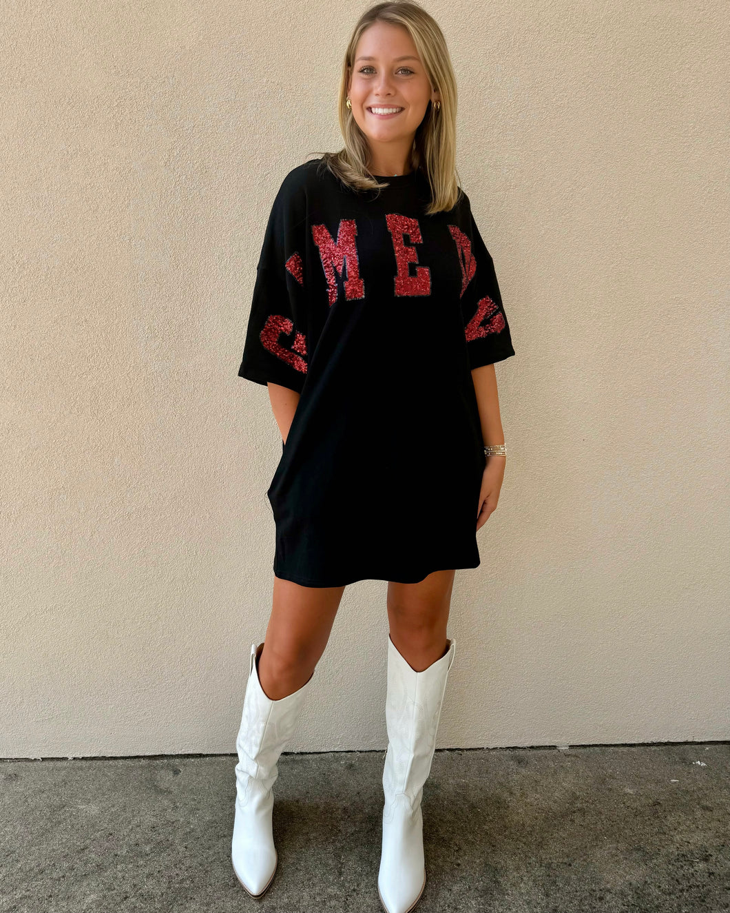 GAME DAY Sequin T-Shirt Dress