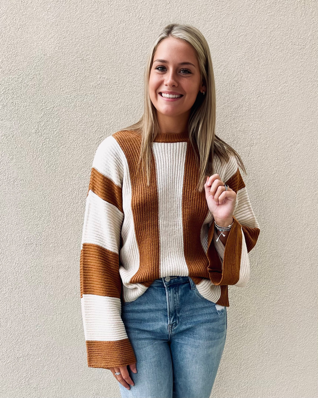 Fall Latte Striped Sweater