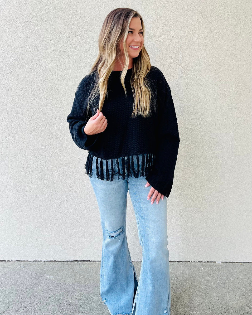 Cool Weather Fringe Sweater