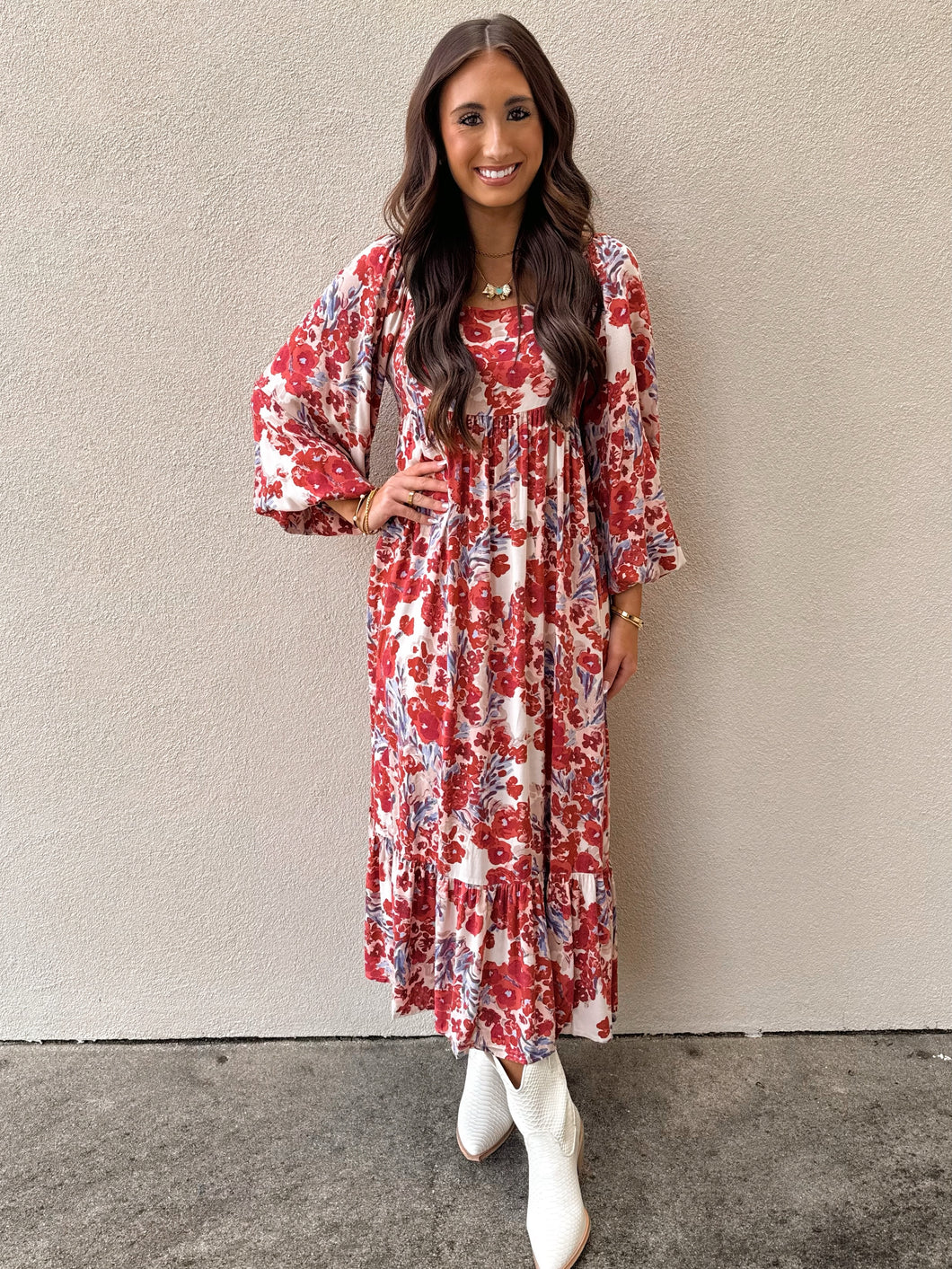 Fall Florals Midi Dress