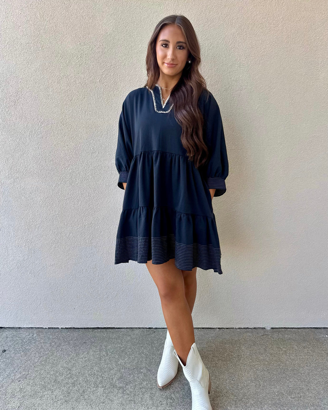 Gather Together Mini Dress - Black