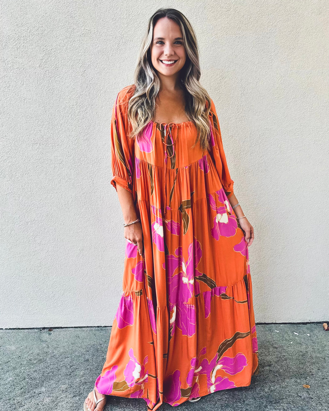 Tahiti Sunsets Floral Maxi Dress