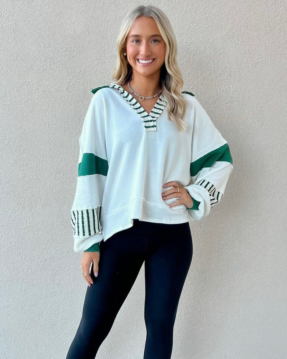 Chill Nights Pullover - White/Green